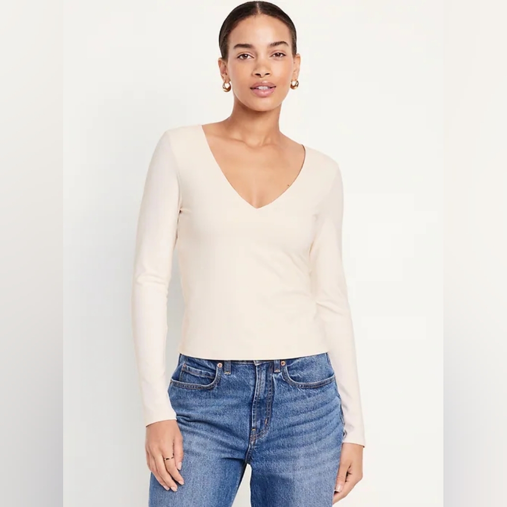 NWT - Old Navy Double Layer Sea Salt V-Neck LS Stretch Jersey - Size XXL Tall